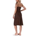 thumbnail image 3 of INSPIRE CHIC Women's Satin Nightgown Midi Spaghetti Adjustable Straps Silky Sexy Nighty Chemise Camisole Pajama Dress M Brown, 3 of 6