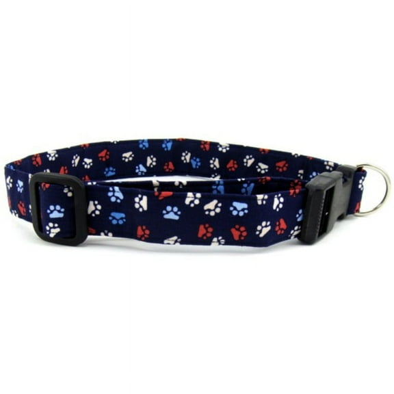 Red White & Blue Paws Dog Collar - Size - Mini