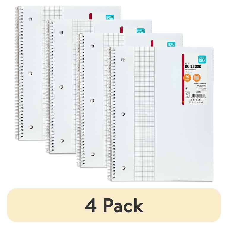 Pen+Gear 1-Subject Spiral Notebook, Grid Ruled, 4-Pack photo 1