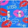 thumbnail image 1 of Metal Light Switch Plate Cover Lipstick Kisses Love Romance Blue LOV005, 1 of 13