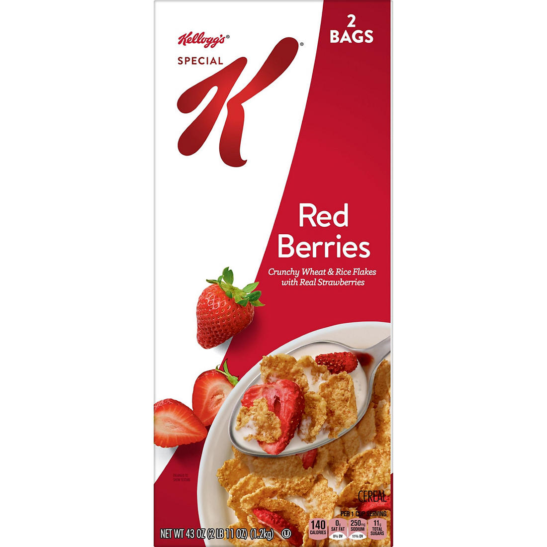 Kelloggs Special K With Red Berries Flavored Cereal, 43 oz Net Quantity.