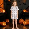 thumbnail image 2 of MEZZALL Child Pajama Sets Halloween Print Girls' For Sleepwear And Home Wear Cozy Sleeptop And Pants Kids For Halloween Short Sleeve Lapel Button Shirts Blouse Tops With Shorts, 2 of 3