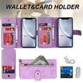 thumbnail image 2 of ELEHOLD Luxury Wallet Case for iPhone XR (6.1") Card Slots Zipper Purse Stand Function with Crossbody Strap Wrist Strap PU Leather Shockproof Case for iPhone XR,Lightpurple, 2 of 7