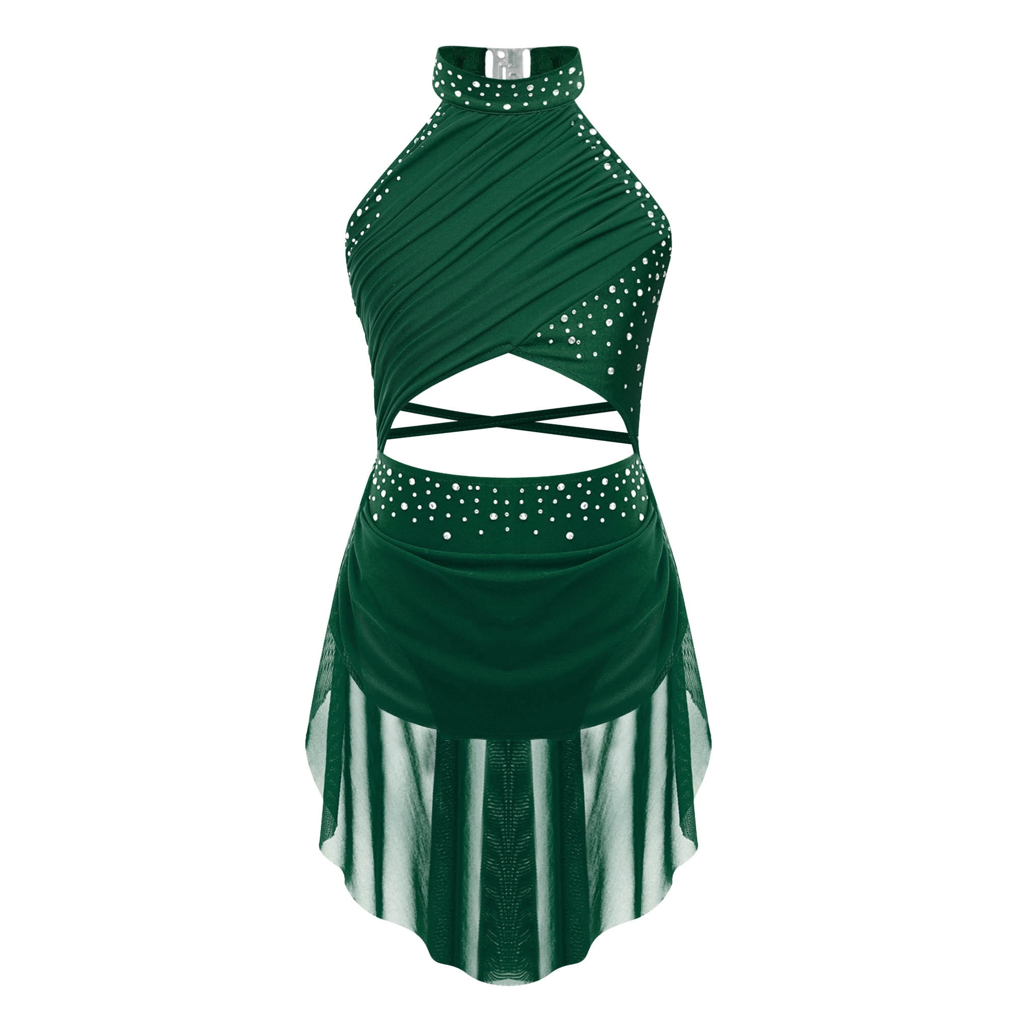 Kaerm Kids Girls Ballet Lyrical Dance Dress Sleeveless Rhinestone Figure  Ice Skating Dresses Green 6 - Walmart.ca