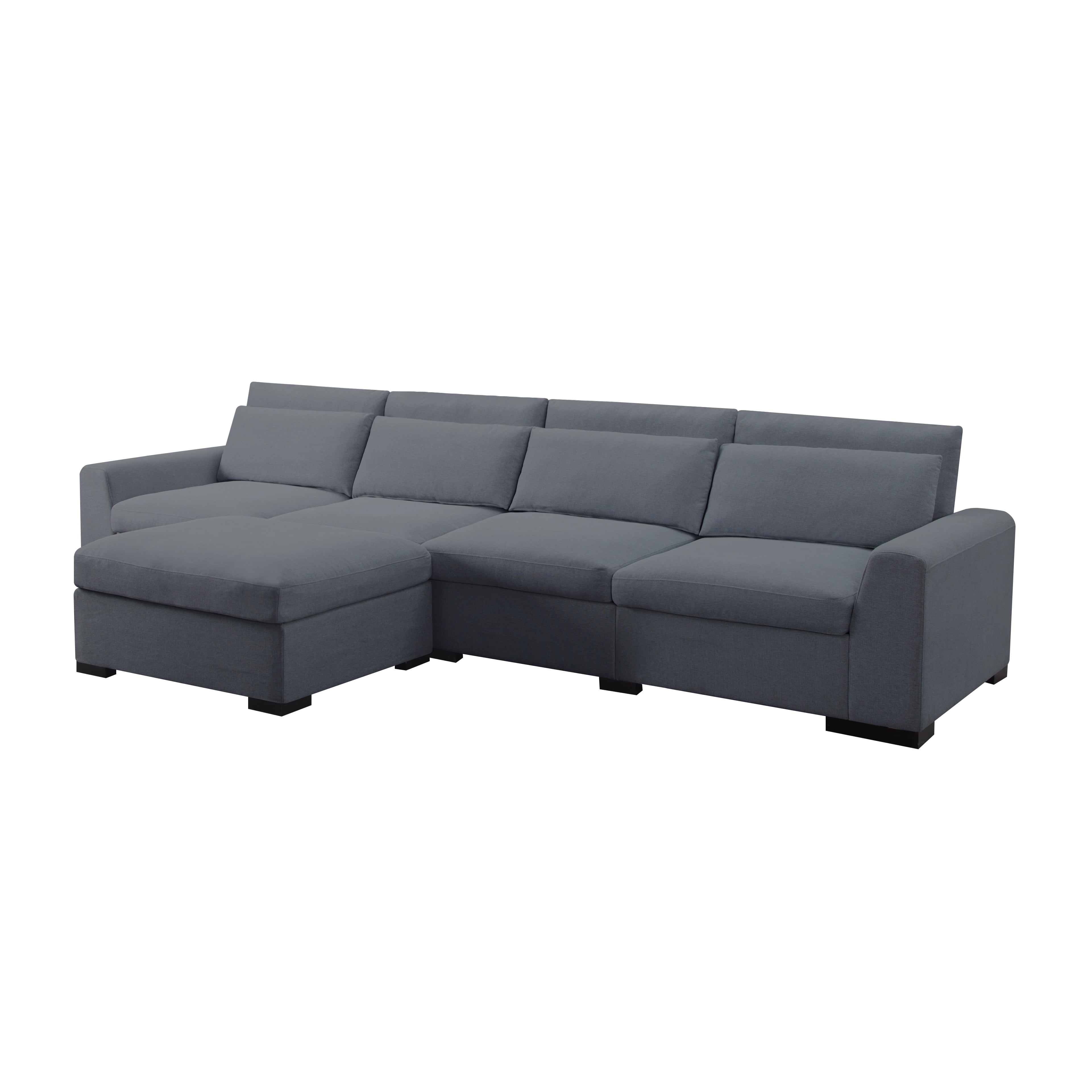 Gewnee Modern 149" Modular Sectional Sofa with Ottoman,Extra Wide & Deep,Removable Washable Covers,Includes 3 Lumbar Pillows for Living Room,Office.Dark Grey