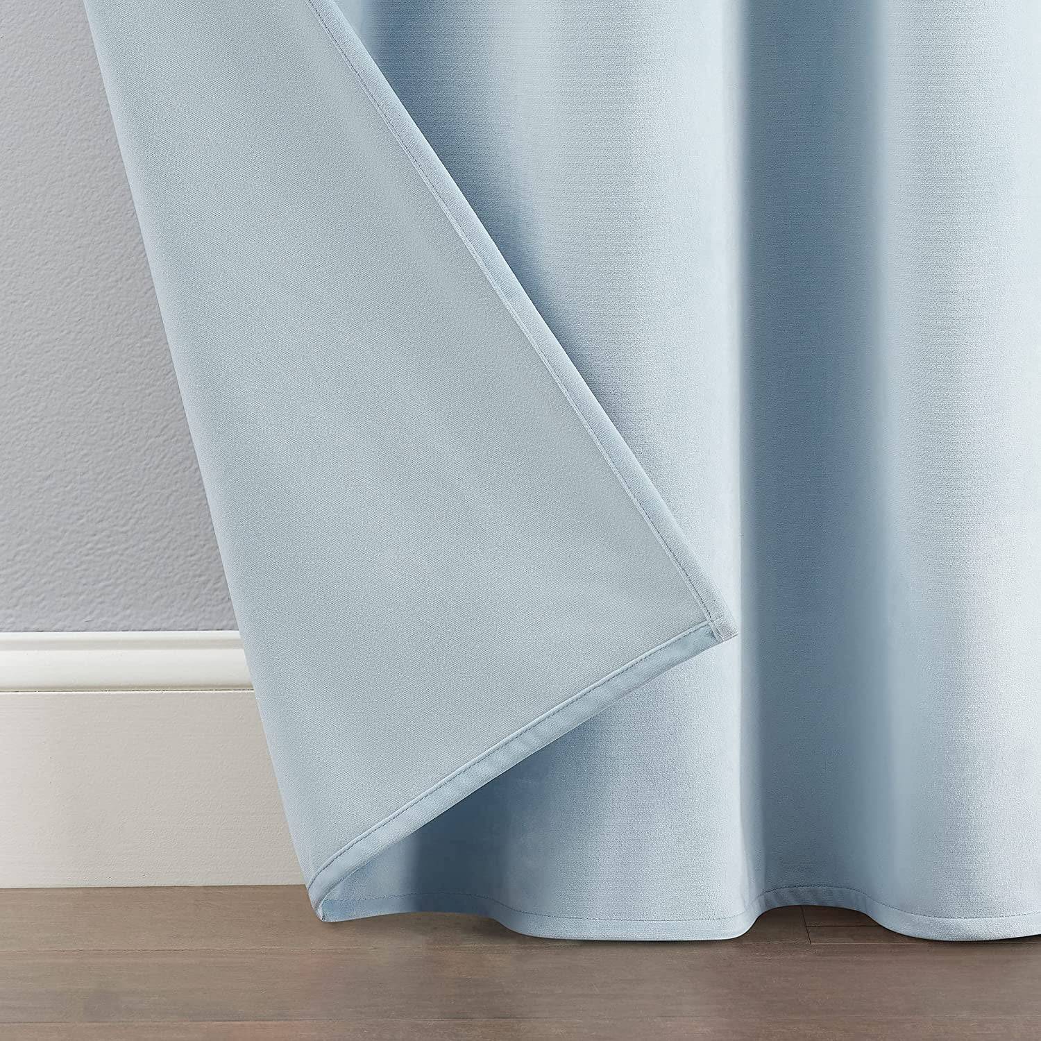 ECLIPSE Aurelia Velvet Room Darkening Grommet Noise Reduction Window Curtains (2 Panels), 52 in x 84 in, Blue