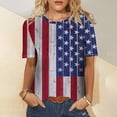 thumbnail image 2 of OAVQHLG3B 4th of July Outfits for Women American Flag Shirt Patriotic T-Shirts Womens Casual Round Neck Casual Short Sleeve American Flag Print Tops T-shirt Blouse, 2 of 2