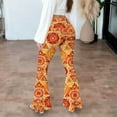 thumbnail image 4 of YueHuiYing Women's Vintage Printed High Waisted Tight Fitting Bag Fit Hip Wide Leg Trousers, 4 of 9