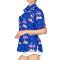 thumbnail image 5 of LA LEELA Women's Button Down Blouses Casual Summer Beach Party Short Sleeve Tropical Vacation Blouse Shirt TShirts Dress Shirts Blouses for Women L Flamingo Love, Blue, 5 of 6