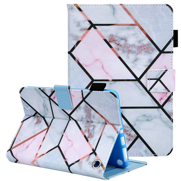 Fire HD 10 2021 Cover, Fire HD 10 Plus Case 2021, Allytech Card Slots Anti-Slip Stand Cover with Auto Sleep Wake Pencil Holder PU Leather Shock Resistant Case for Fire HD 10 2021, Grid Marble