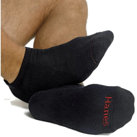 Hanes Mens Cushion 6-Pack No-Show Socks, 10-13, Black