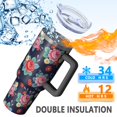 thumbnail image 5 of 40oz Pioneer Flower Floral Print Pattern Insulated Tumbler with Handle, BPA-Free Leak Proof Lid and Straws, Double Wall Vacuum, Hot 12h/Cold 34h, 5 of 6