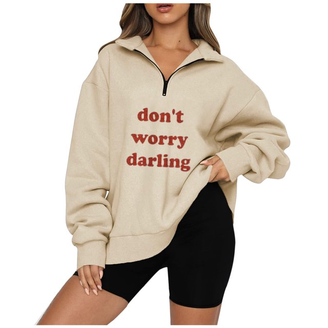 Moda mujer Casual estampado cuello vuelto manga larga suelta camiseta otoño blusa pulóver Tops Pompotops FGAJ21884