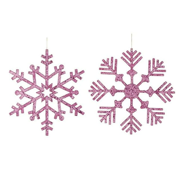 Vickerman M157409 Cerise Paillettes Assorti Ornement de Flocon de Neige - 12 Po - 2 par Sac