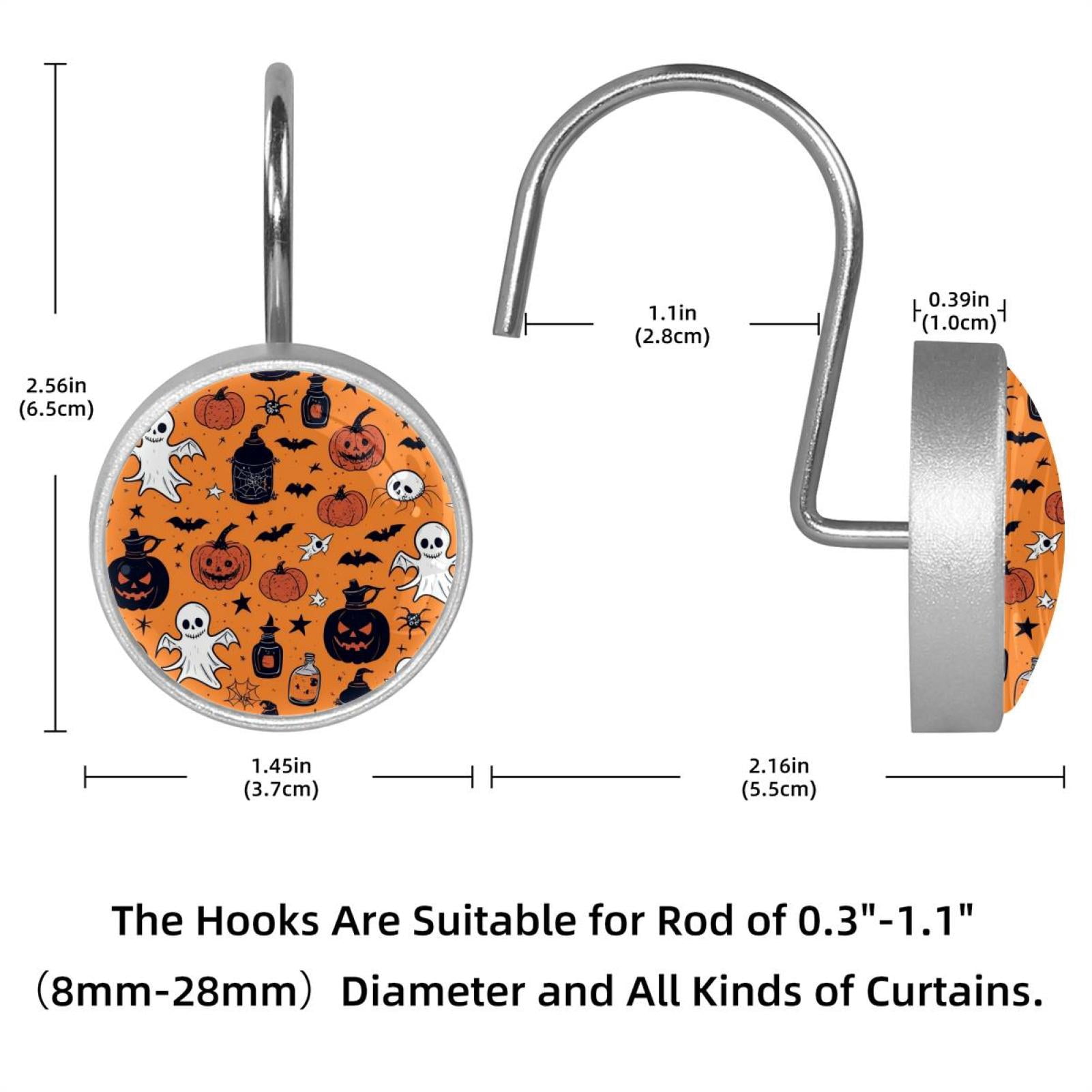 HemaKayy 12 Pcs Shower Curtain Hooks Bathroom Decorative Accessories Halloween Spider Web Magic
