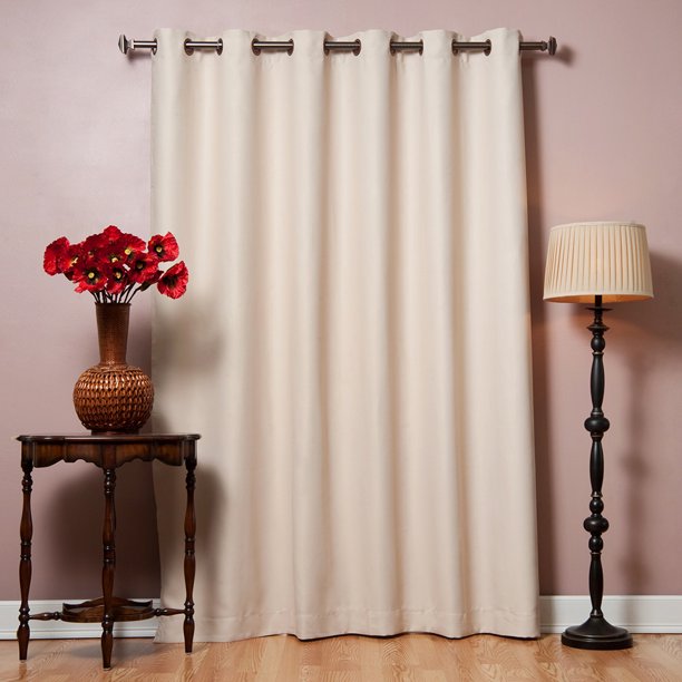 Quality Home Flame Retardant Wide Basic Blackout Curtain Beige 80" x 108" (Single Panel