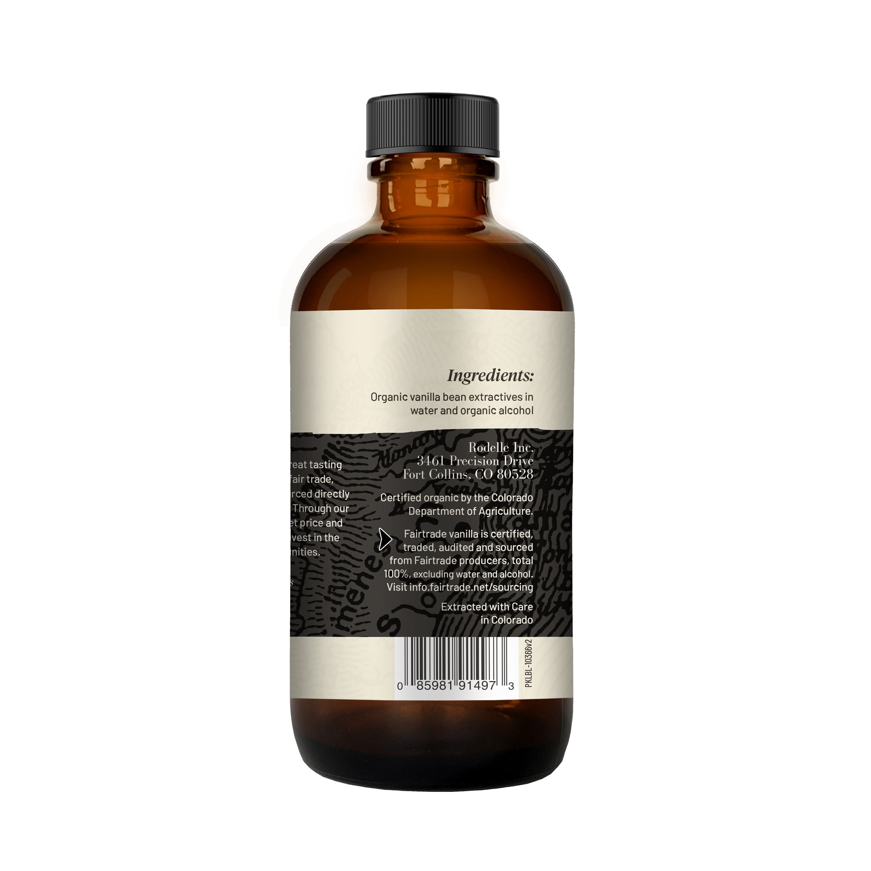Rodelle Organic Fairtrade Pure Vanilla Extract, Gluten-Free, Vegan, 8 fl oz