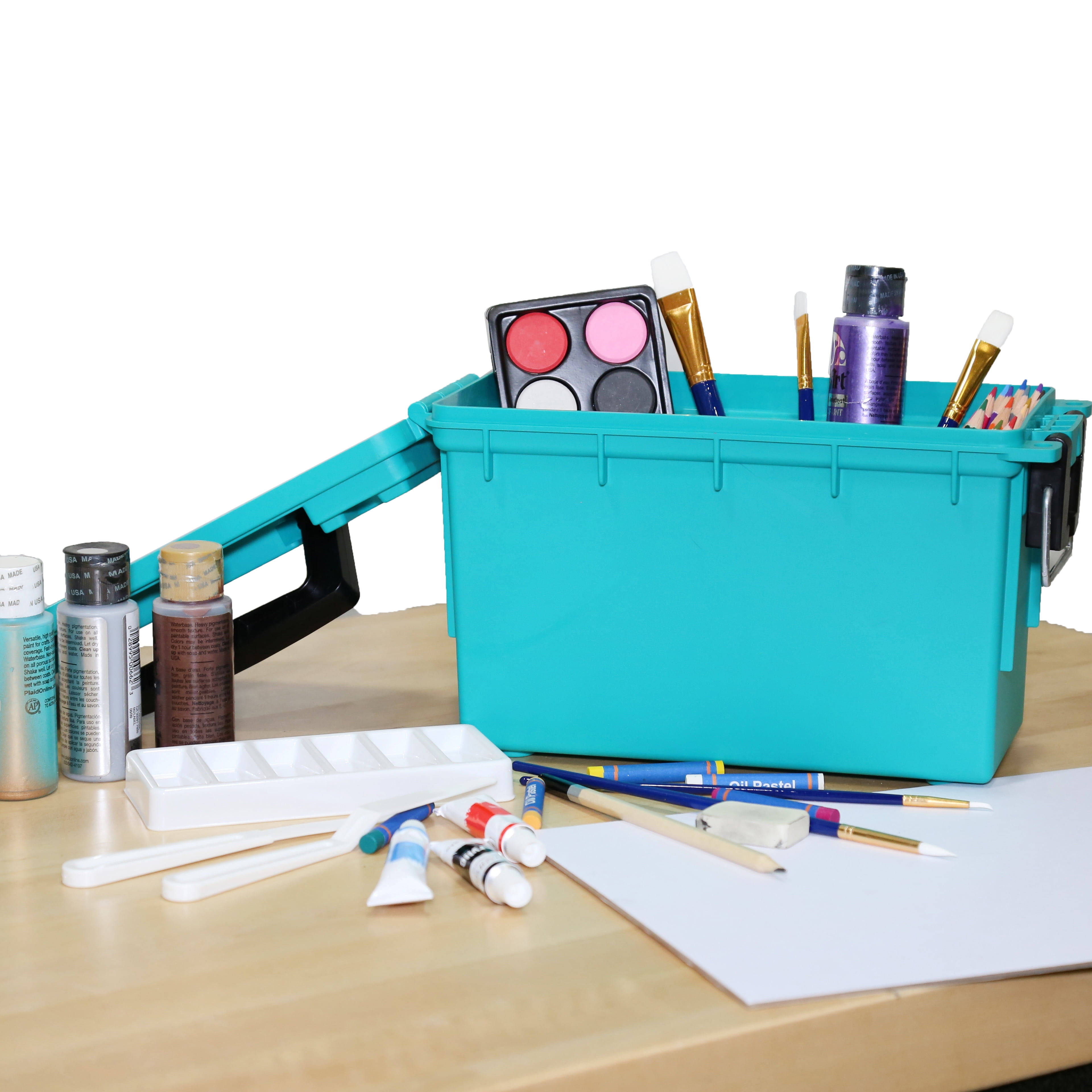 (4 pack) Logix Stackable Craft Storage Box, Teal