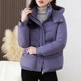 thumbnail image 6 of PiGOGI Women's Winter Jacket Hooded Casual Winter Coat Fall Outerwear Purple L, 6 of 6