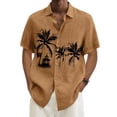 thumbnail image 2 of Designer Spring Summer Men's Casual Cotton Solid Color Short Sleeve Shirts Loose Shirts 4XL, 2 of 5