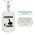 thumbnail image 2 of Fishing Daddy Stainless Steel or 18k Gold Premium Swivel Dog Tag Keychain, 2 of 10