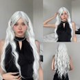 thumbnail image 2 of Long Water Wave Wig with Bangs Silky Wig for Women Daily Party -A, 2 of 5