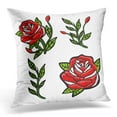 thumbnail image 1 of EREHome Black Flower Red Roses Embroidery Patch Embroidered Pillow Case Pillow Cover 20x20 inch, 1 of 1
