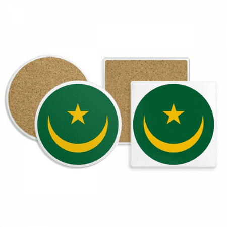 

Mauritania Africa National Emblem Coaster Cup Mug Holder Absorbent Stone Cork Base Set