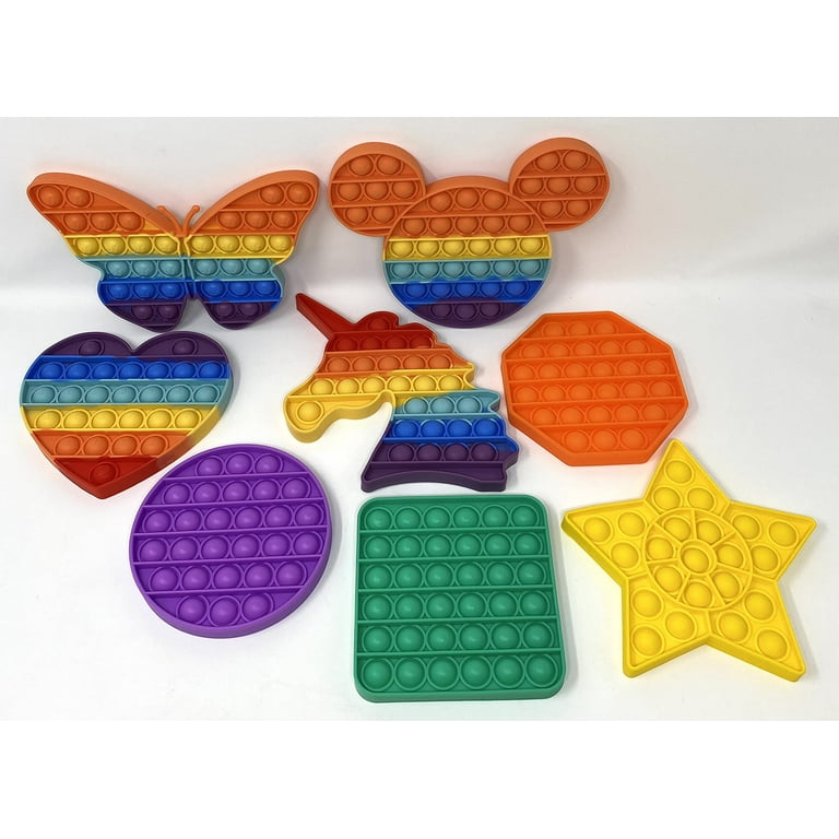 Fidget Silicone Sensory Toy Rainbow-Colored Shapes Multi-Pack (Heart, –  RiteAV
