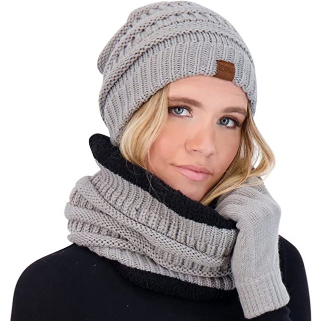 Conjunto de guantes y bufanda de gorro de invierno para mujer Gorro de punto Guantes y bufandas de invierno Equipo para clima frío Market y Layne Ropa de invierno