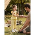 thumbnail image 6 of Loicainy Toddler Baby Girls 2Pcs Summer Outfits 12 18 24 Months 2T 3T 4T 5T Flying Sleeve Square Neck Solid Color Smocked Vest Tops and Elastic Waist Pants Clothes Set, 6 of 9