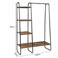 thumbnail image 3 of Garment Rack with 5 Shelves & Hanging Rod, Clothes Rack with Metal Frame and Wood Shelves, Freestanding Closet Organizer Storage Rack for Bedroom Entryway, 100*40*150cm, Black, 3 of 8