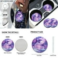 thumbnail image 3 of Jeiento Dolphin Car Seat Cover Full Set Car Floor Mats Steering Wheel Cover Moon Seatbelt Pad Violet Armrest Cover Cup Coaster Keychains Chapstick Holder Auto Interior Accessories Set 17 Pack, 3 of 5