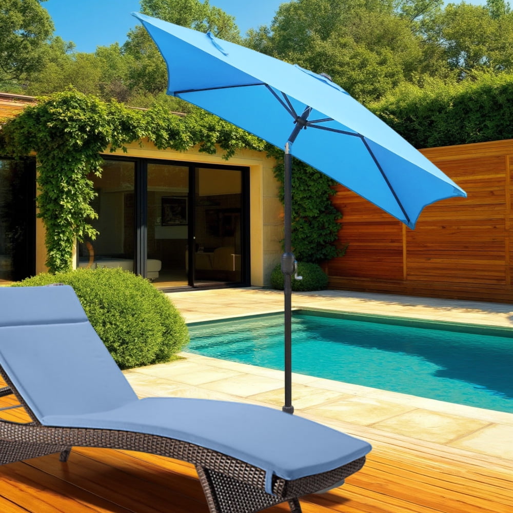 Ultrashades 6.5 ft Square Outdoor Patio Market Umbrella with Push Button Tilt and Crank Handle, Aqua
