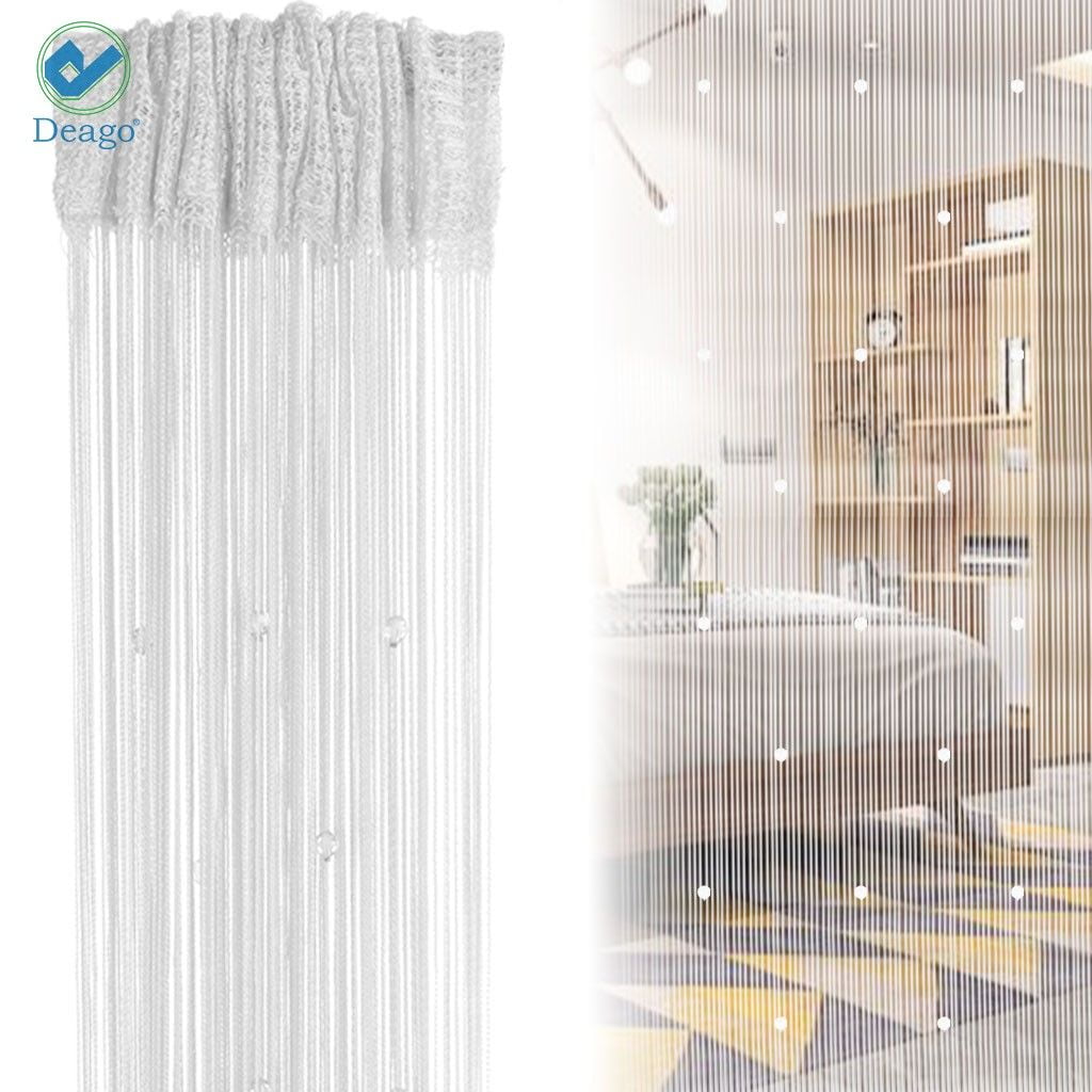 OKUOKA Crystal Beaded Door Curtain Room Door Window Beads String Curtain  Beads Wall Panel Fringe Divider Semi-Hanging Curtains (Size : 200cm Wide)