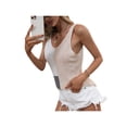 thumbnail image 4 of hirigin Knit Tank Tops for Women, Adults Loose Sleeveless Contrast Color V-Neck Pullover (Black, Green, Apricot, Orange), 4 of 9