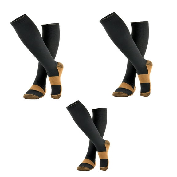 AUQ 3Pcs Compression Socks,Sport Compression Design Knee High Socks,Comfortable and Breathable Fabric Slimming Effect for Calves Compression Socks for Men,S