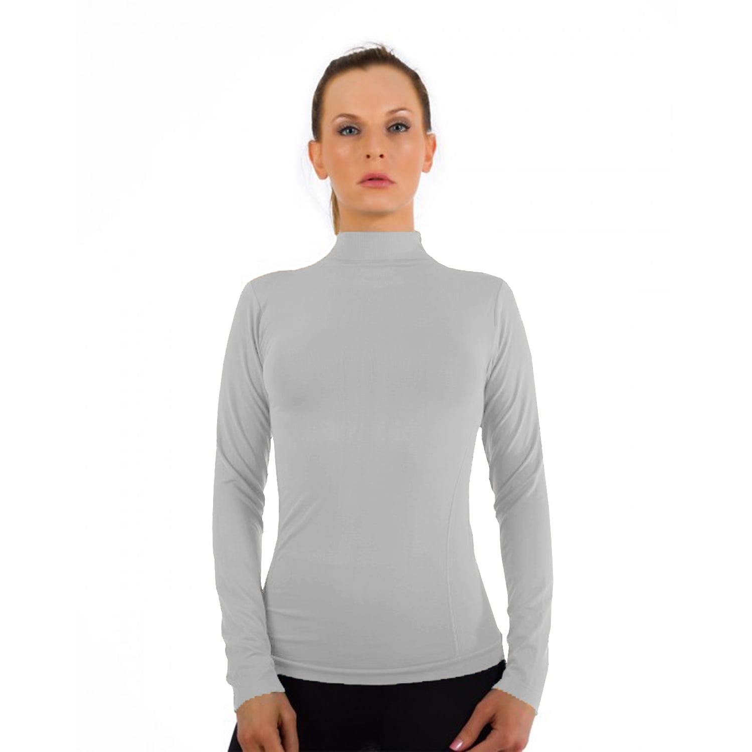 Yesfashion Womens Long Sleeve Sleeveless Turtleneck Lightweight Slim Active Shirt 