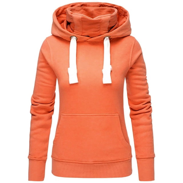 Sweat à Capuche Col Roulé Manches Longues pour Femmes