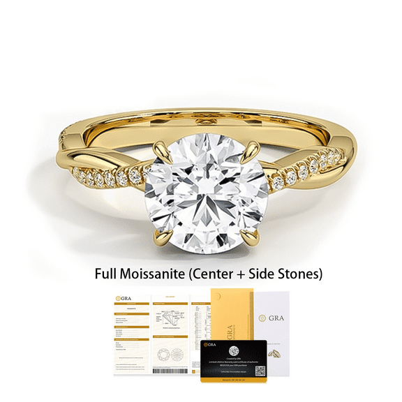 Moissanite Wedding Engagement Ring for Women Twisted Rope Wedding Rings for Women Full Moissanite Center Side S Rings 1CT D Color VVS1 Clarity Promise Ring for Her with 18K Gold plated Size 5-9