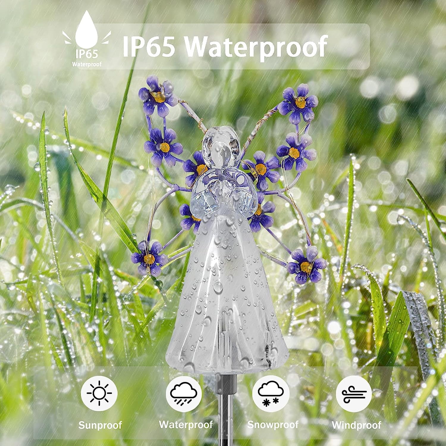 Solar Garden Lights, Outdoor Waterproof Solar Garden Stake Lights, Solar Pathway Lights for Patio Yard Lawn Grave Cemetery, Memorial Sympathy Gift (Purple)