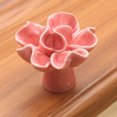 thumbnail image 2 of Pomo de cerámica con forma de flor para puerta, cajón, armario, mueble, tirador (rosa), 2 of 2