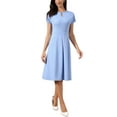 thumbnail image 1 of Vestido de verano INSPIRE CHIC para mujeres, casual, de manga corta, por encima de la rodilla, estilo A, vestido de trabajo casual, talla M, azul claro, 1 of 6
