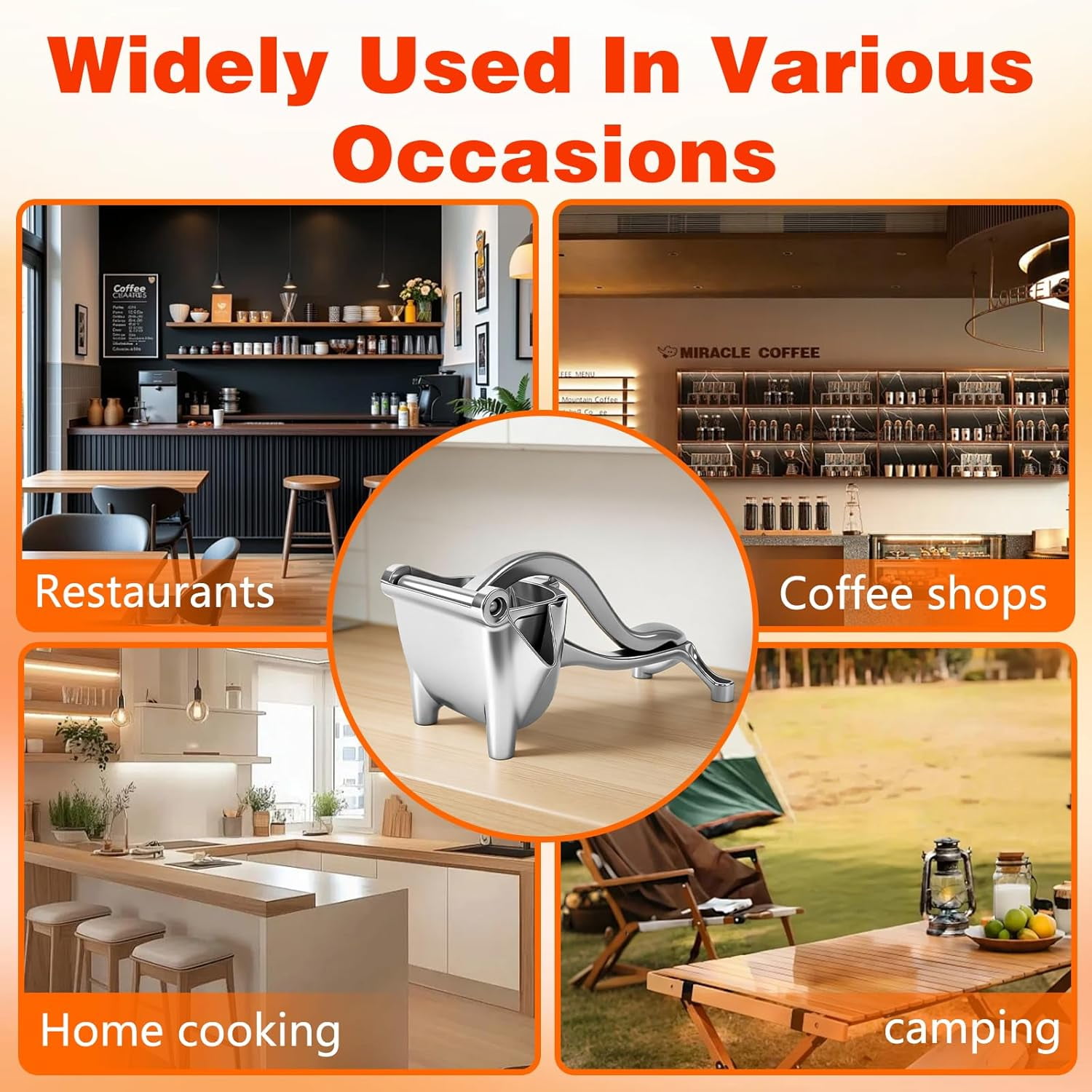 Fresh Fruit Juice Extractor, Manual Hand Press Juicer with Heavy-Duty Aluminum Alloy & Ergonomic Grip for Efficient Extraction, Easy-Clean,