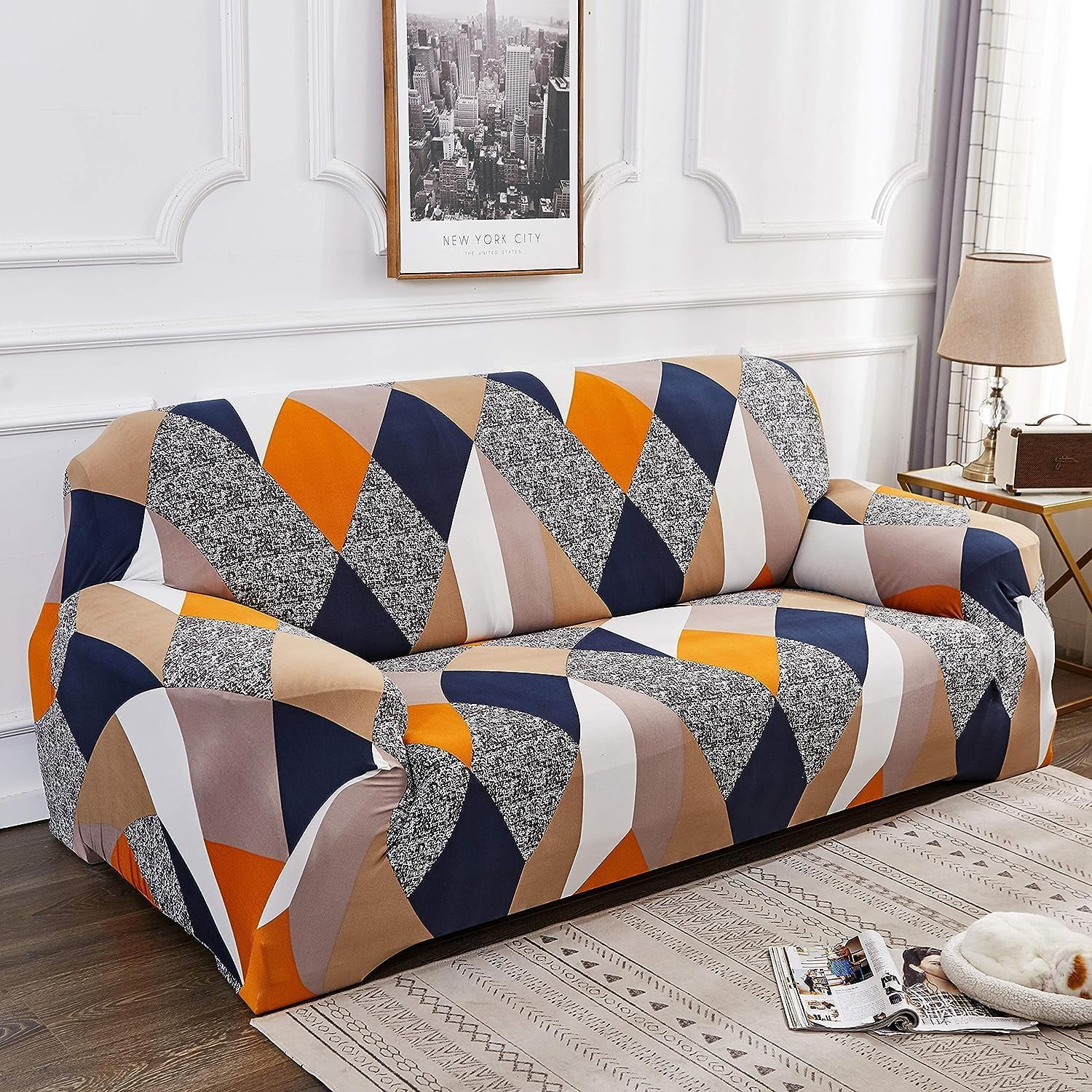 Yumcute Washable Sofa Cover Fit Stretch Slipcover Elastic Fabric Printed Pattern Chair Loveseat Couch Settee Non Slip Sofa Covers Furniture Cover Protector