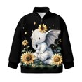 thumbnail image 4 of Uorisanigo Girls Half Zip Pullover Sweatshirt Fall Trendy Sunflower Elephant Long Sleeve Lapel Zipper Sweatshirt Oversized Drop Shoulder Pullover Top for Vacation Shopping Exercise Wear, 4 of 7