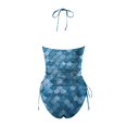 thumbnail image 4 of Womens Swimsuits Fish Scale Printed Lace Up Removable Bra Padded Separate Blue Bathing Suits for Women M, 4 of 5