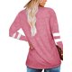 thumbnail image 1 of Sonducket Camiseta de mujer a rayas de manga larga básica con cuello en V blusa suelta informal Prendas para la parte del cuerpo Rosa M, 1 of 6