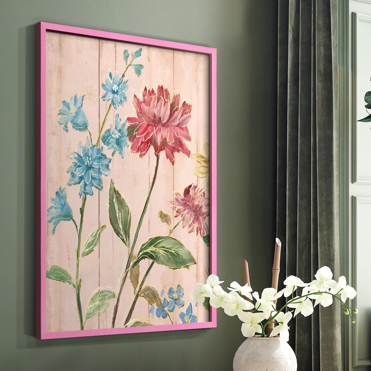 Wildflower Flutter I Framed Print - Solid Wood in Single Picture Frame Solid Wood 2 Framed Print