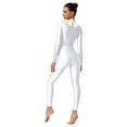 thumbnail image 2 of Hansber Women's Rhinestone Long Sleeve Gymnastics Leotard Ballet Dance Unitard Full Bodysuit Figure Ice Skating Jumpsuit White XXL, 2 of 5